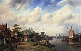 Charles Henri Joseph Leickert A River Landscape in Summer painting